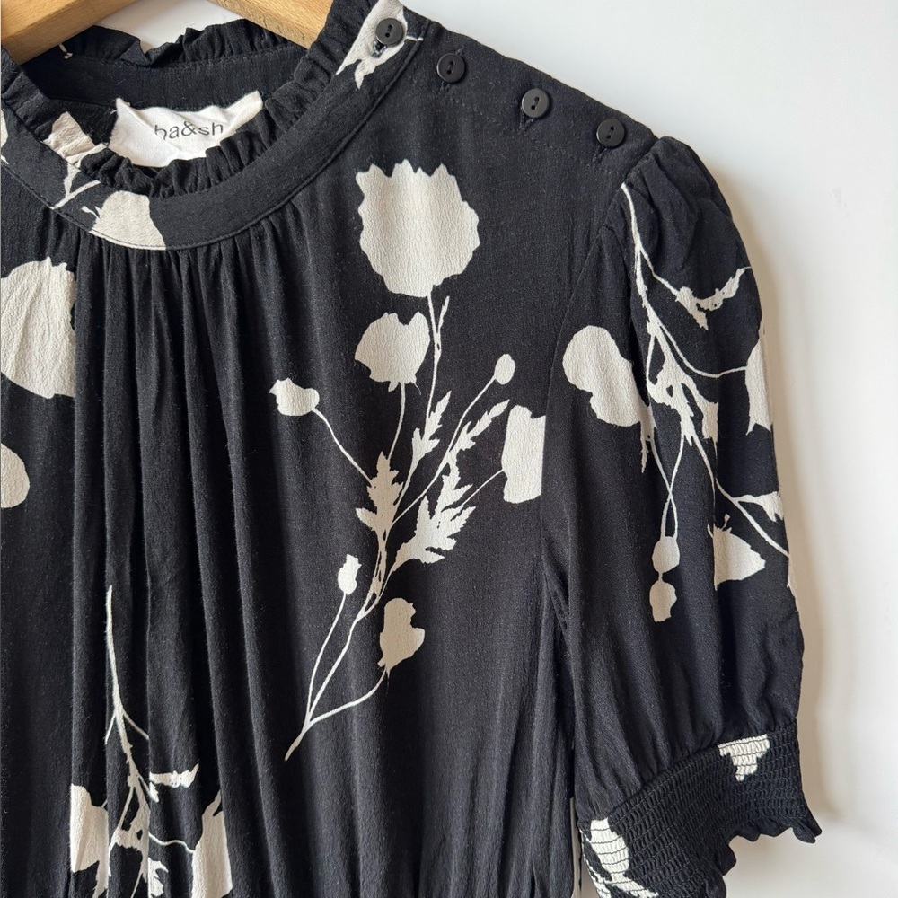 Ba&sh black and white floral Poppy midi dress - Picture 6 of 11